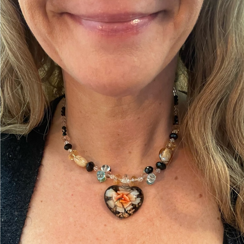 COLOURFUL BEADED HEART NECKLACE ❤️